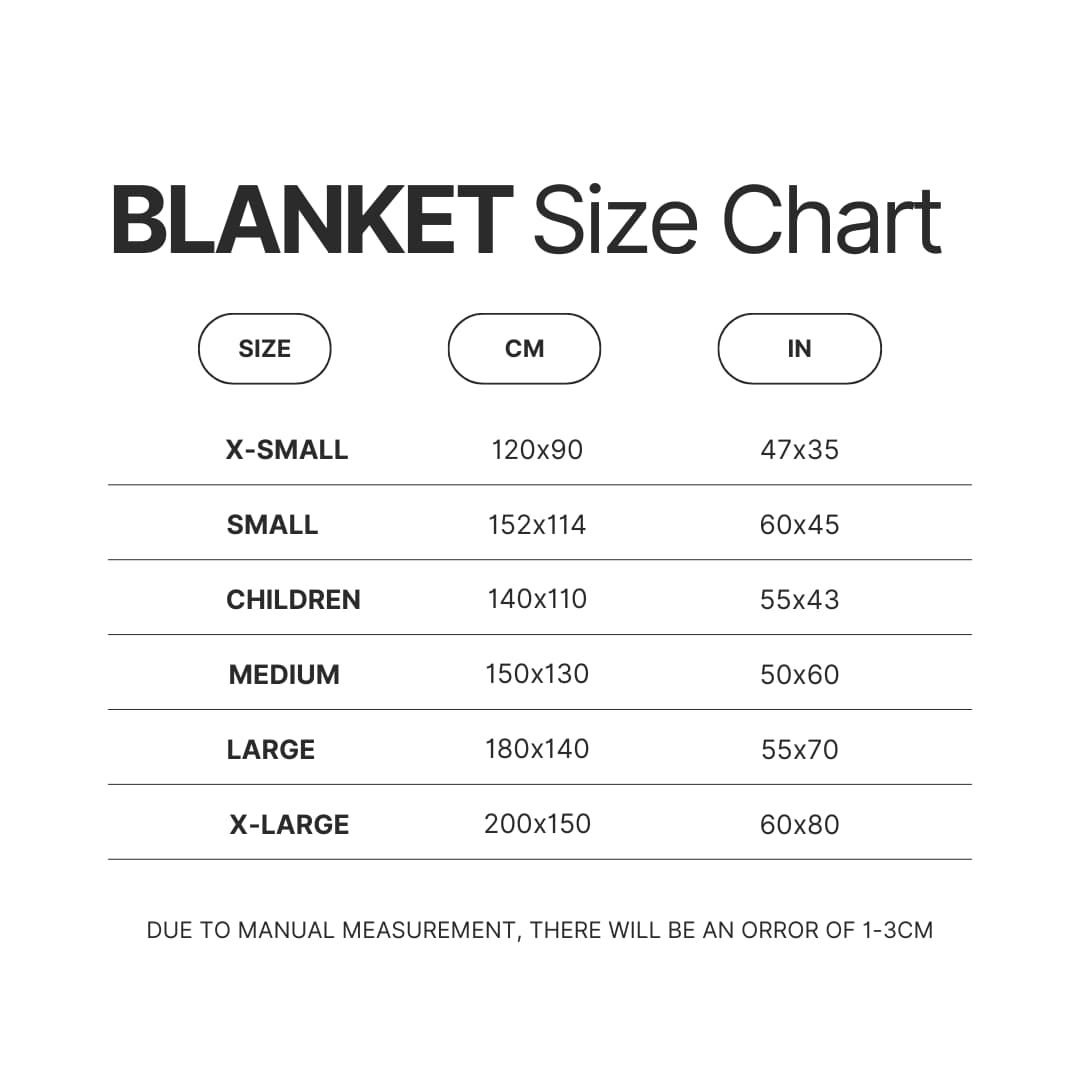 Blanket Size Chart - YuYu Hakusho Store