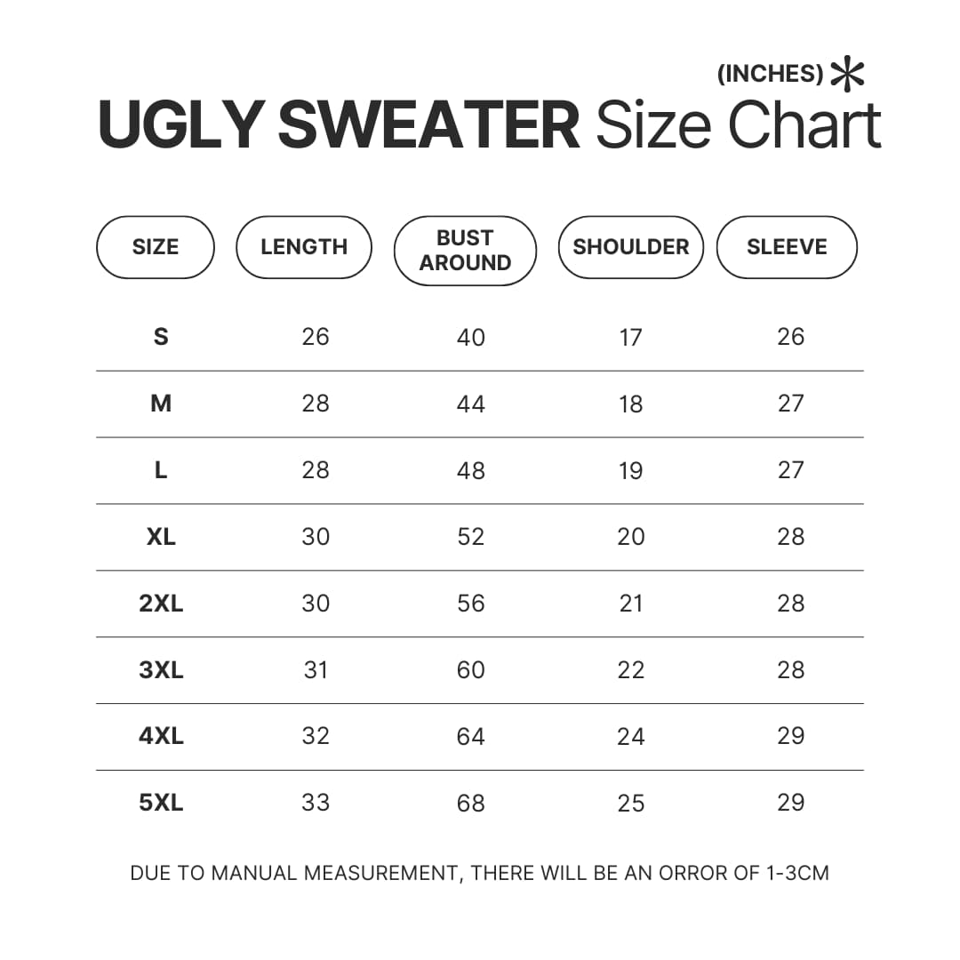 Ugly Sweater Size Chart - YuYu Hakusho Store